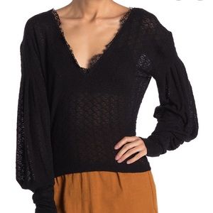 Free People Black Long Sleeve Top